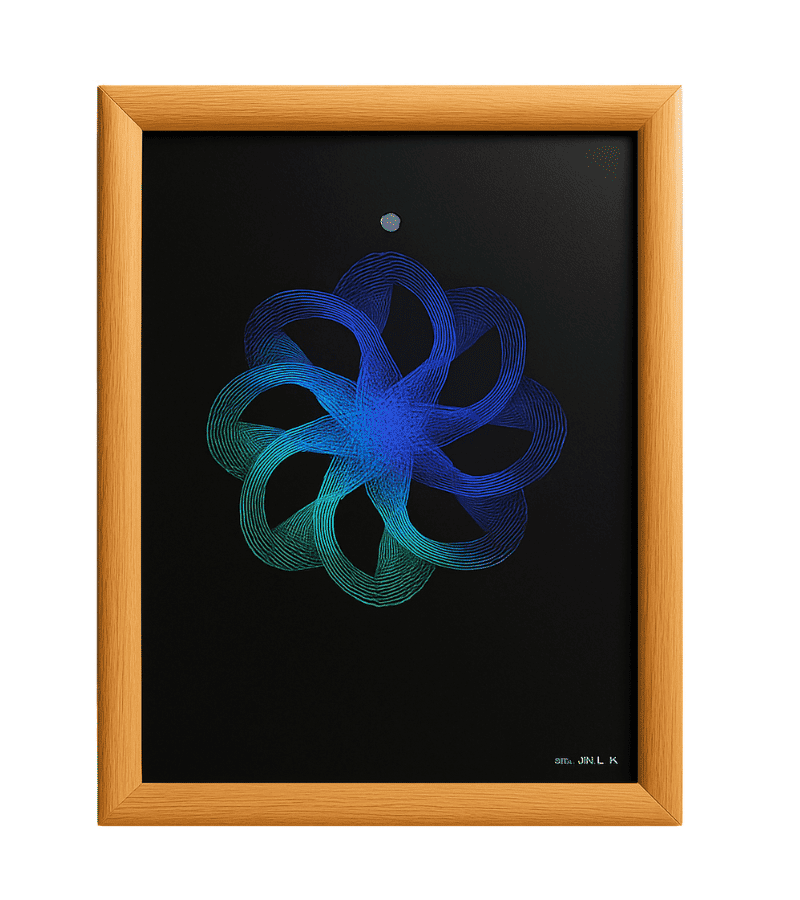 Geometria personalizada sobre fondo negro con tinta holografica de colores