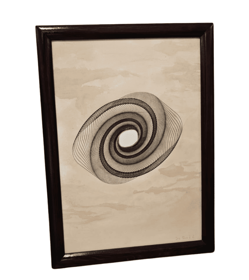 Geometria de forma elipse personalizada sobre papel de café con marco negro