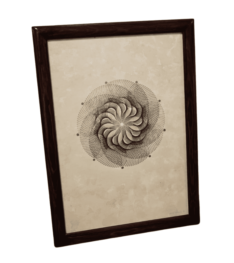 Geometria personalizada sobre papel de café con marco negro