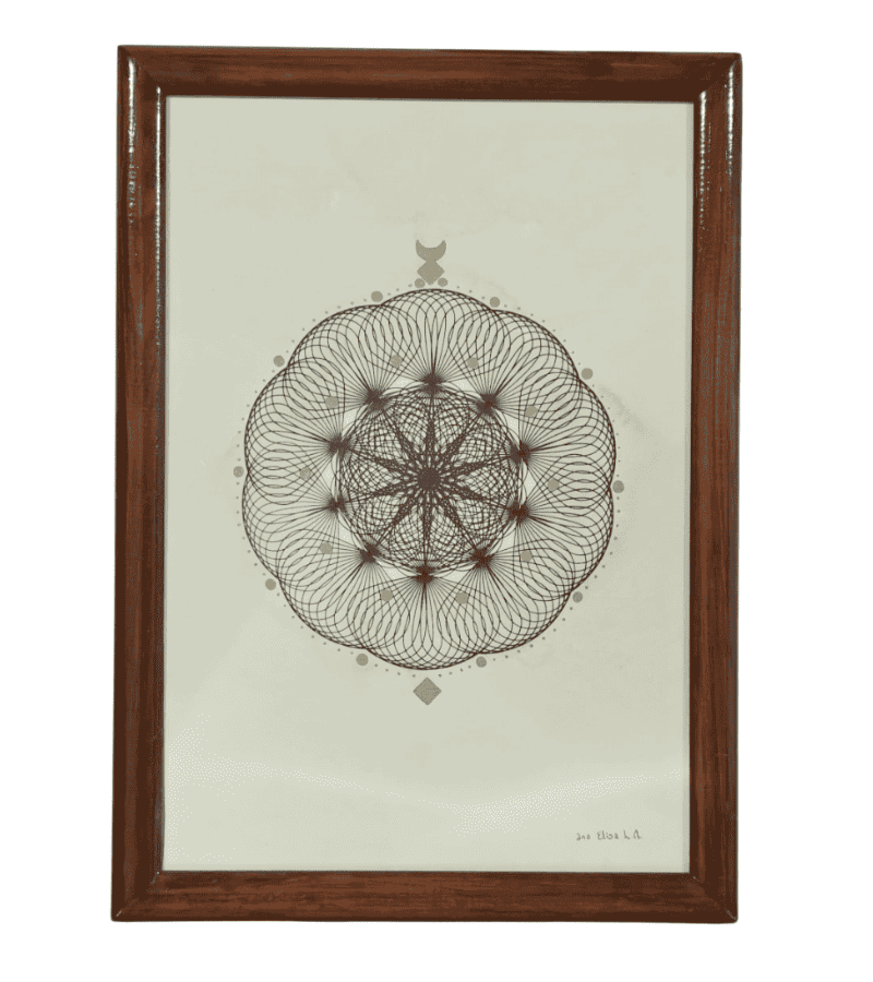 Cuadro de geometría personal en tinta con marco negro